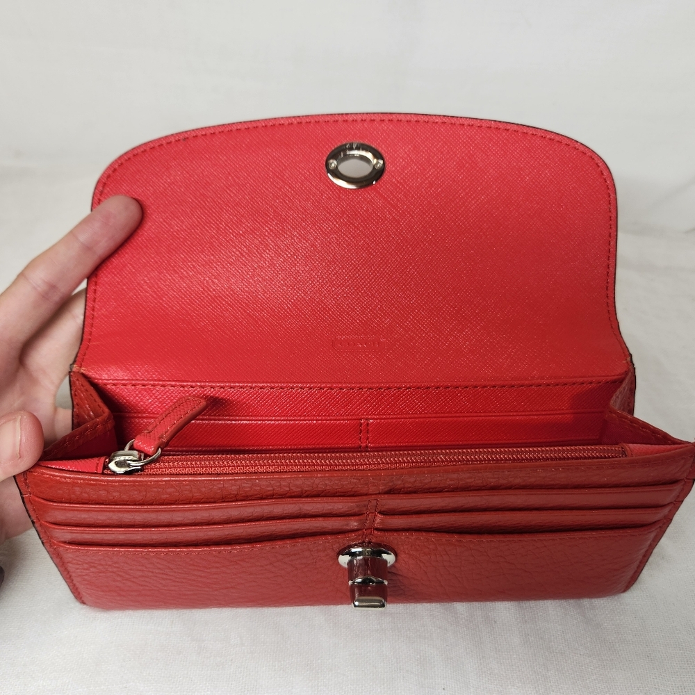 Coach | Coral Red Leather Turnkey Envelope Wallet - Picture 5 of 7